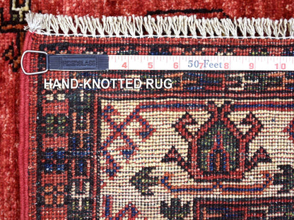 Red 2'9" x 9'10" Tribal Hand knotted Wool Rug - Sku: O070613