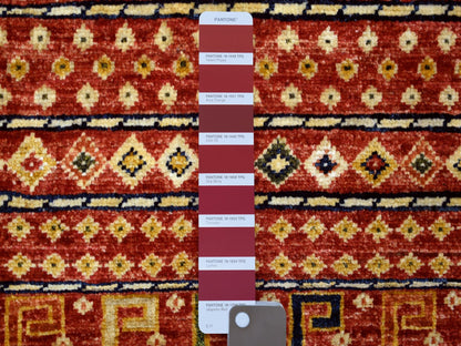 Red 2'8" x 9'7" Tribal Hand knotted Wool Rug - Sku: O070618