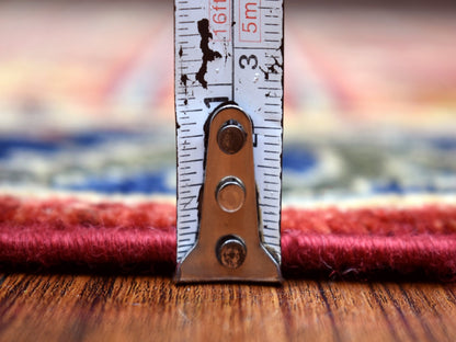 Ersari Tribal & Geometric hand-knotted wool runner in Red & Midnight Blue, 2'8" x 9'7" — SKU O070618 (view 5)