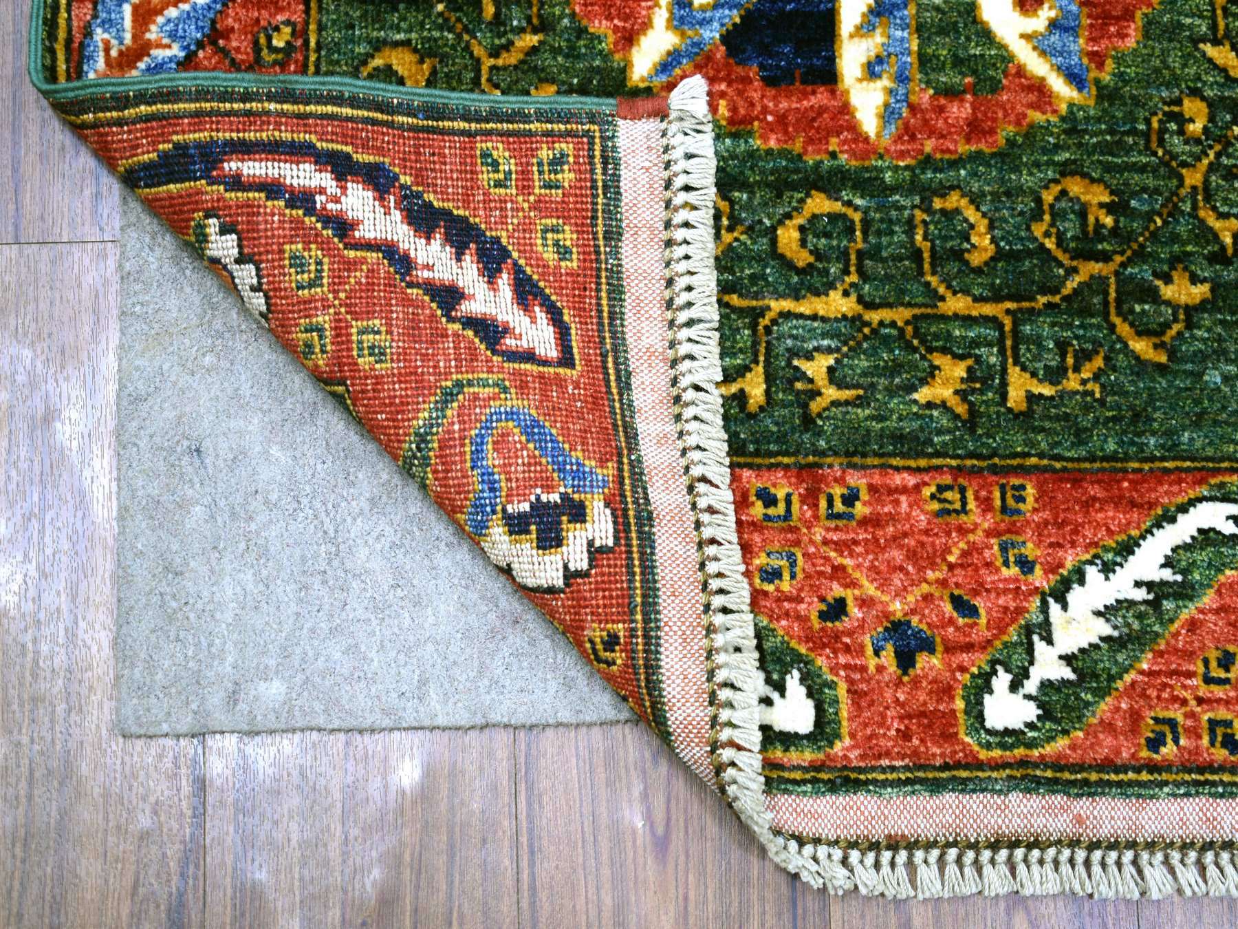 Green 2'10" x 9'9" Tribal Hand knotted Wool Rug - Sku: O070619
