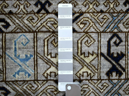 Ersari Tribal & Geometric hand-knotted wool rug in Gray, 4'1" x 9'7" — SKU O070637 (view 3)