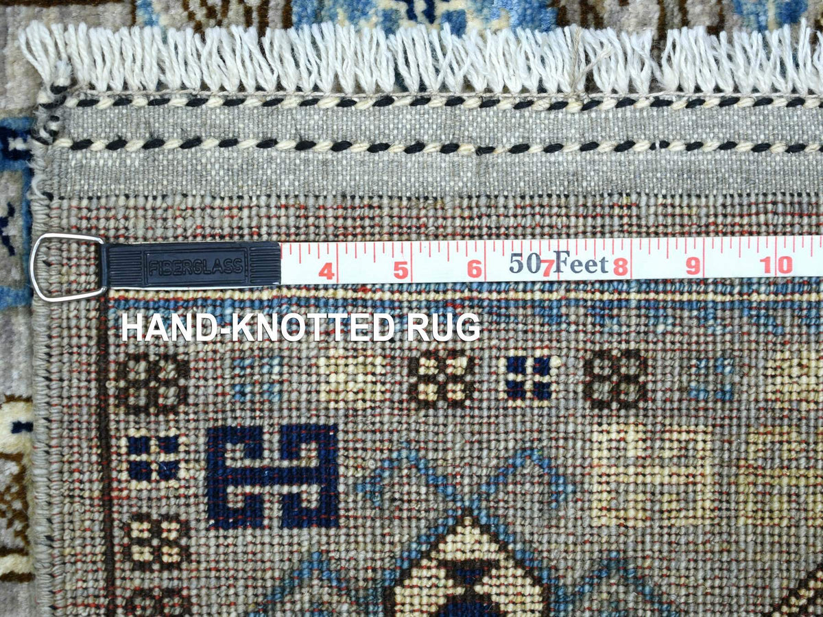 Ersari Tribal & Geometric hand-knotted wool rug in Gray, 4'1" x 9'7" — SKU O070637 (view 6)