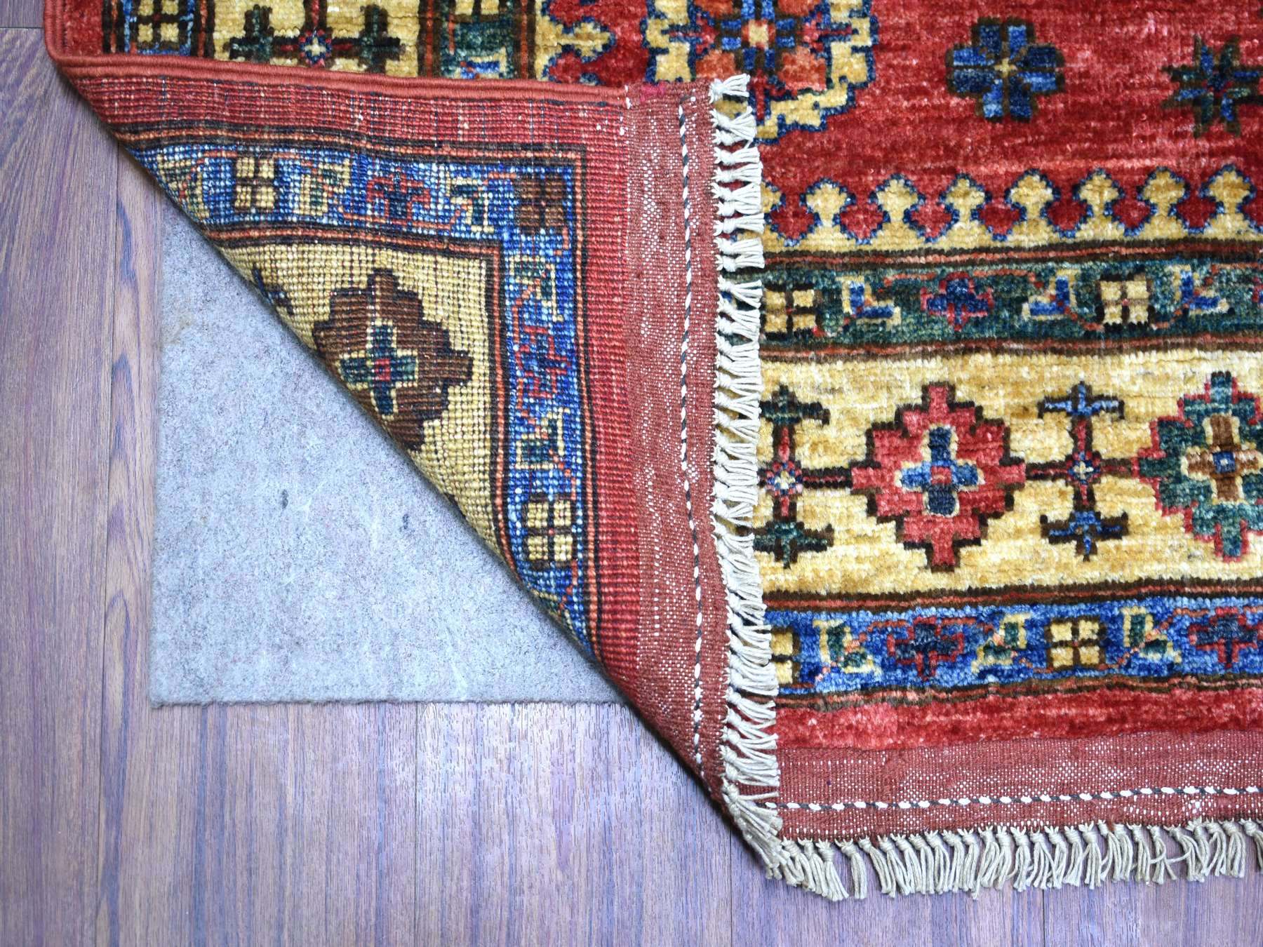 Ersari Tribal & Geometric hand-knotted wool rug in Red & Yellow, 5'7" x 7'7" — SKU O070647 (view 2)