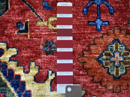 Red 5'7" x 7'7" Tribal Hand knotted Wool Rug - Sku: O070647