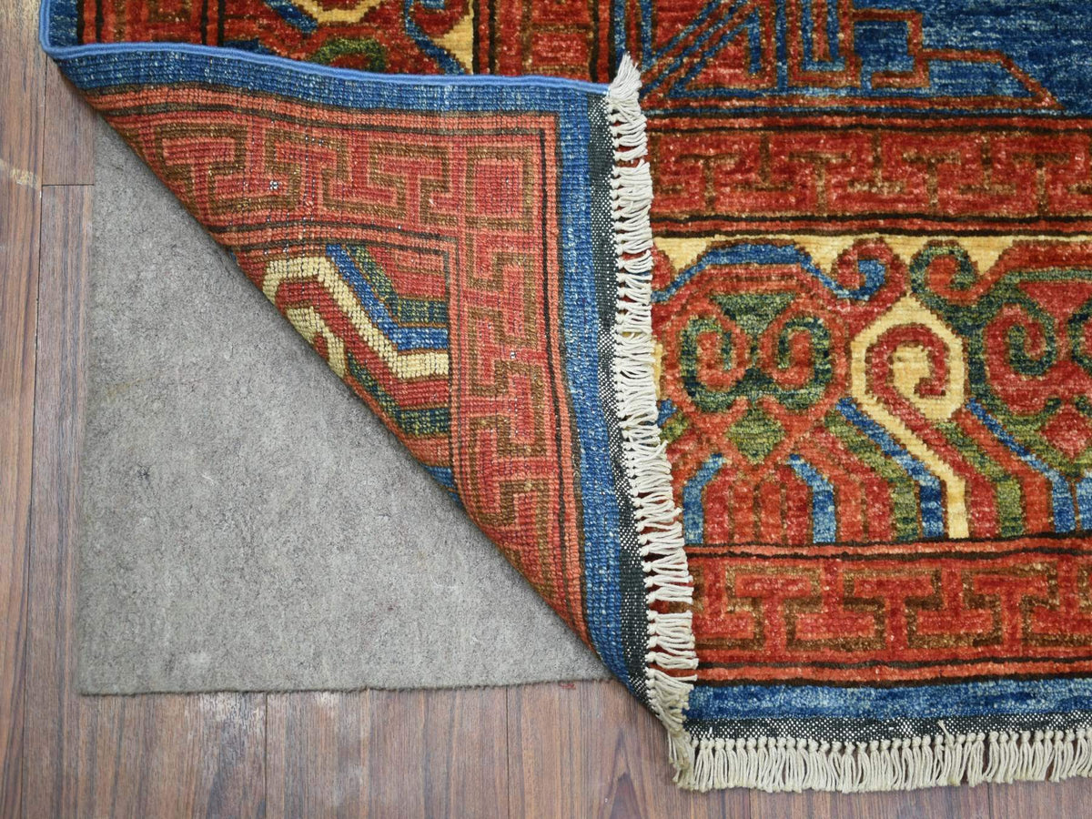 Khotan Tribal hand-knotted wool rug in Blue, 5'9" x 7'10", SKU O070648 (view 2)