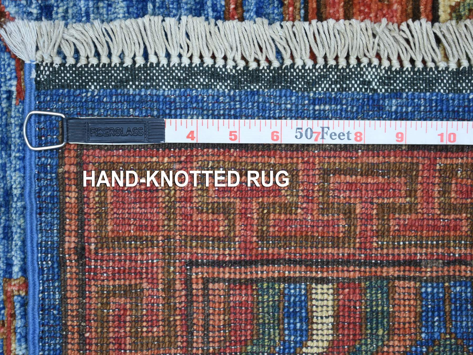 Khotan Tribal hand-knotted wool rug in Blue, 5'9" x 7'10", SKU O070648 (view 6)
