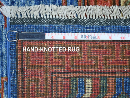 Khotan Tribal hand-knotted wool rug in Blue, 5'9" x 7'10", SKU O070648 (view 6)