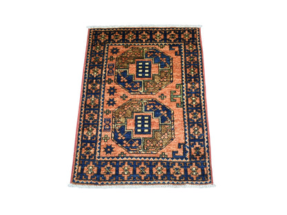 Orange 2'1" x 3'0" Tribal Hand knotted Wool Rug - Sku: O070658
