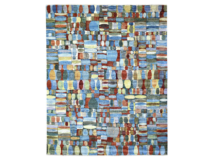 Multicolored 8'0" x 9'9" Tribal Hand knotted Wool Rug - Sku: O070694
