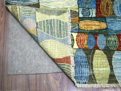 Multicolored 8'0" x 9'9" Tribal Hand knotted Wool Rug - Sku: O070694