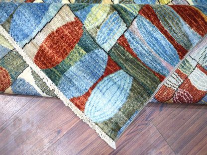 Multicolored 8'0" x 9'9" Tribal Hand knotted Wool Rug - Sku: O070694