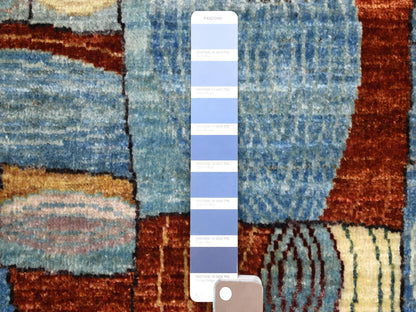 Multicolored 8'0" x 9'9" Tribal Hand knotted Wool Rug - Sku: O070694