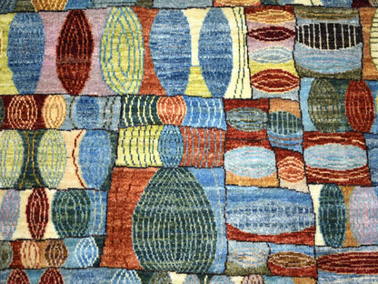 Multicolored 8'0" x 9'9" Tribal Hand knotted Wool Rug - Sku: O070694