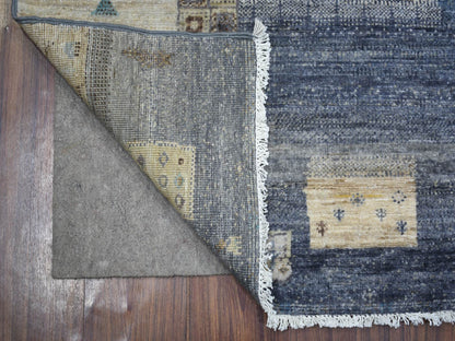 Grey 5'4" x 7'9" Tribal & Geometric Hand knotted Wool Rug - Sku: O070698