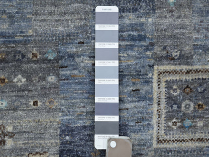 Grey 5'4" x 7'9" Tribal & Geometric Hand knotted Wool Rug - Sku: O070698