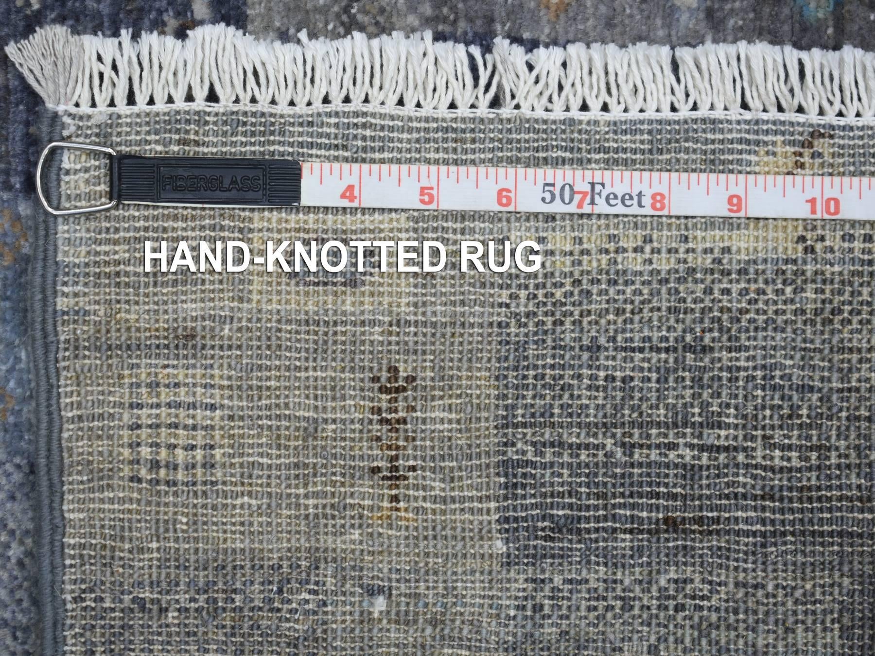Gabbeh Tribal & Geometric hand-knotted wool rug in Gray, 5'4" x 7'9" — SKU O070698 (view 6)
