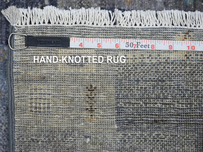Gabbeh Tribal & Geometric hand-knotted wool rug in Gray, 5'4" x 7'9" — SKU O070698 (view 6)
