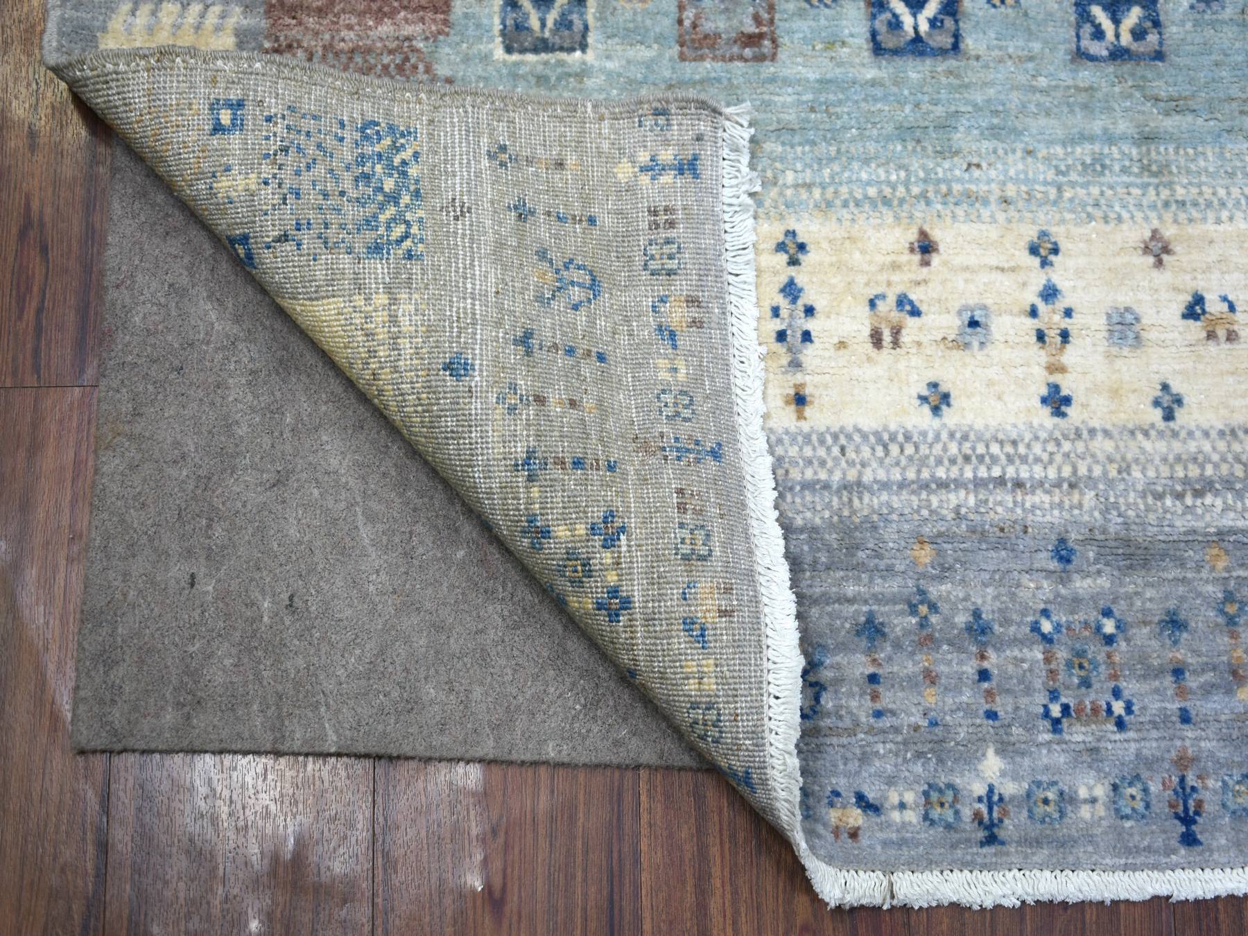 Gabbeh Tribal & Geometric hand-knotted wool rug in Gray, 4' x 5'9" — SKU O070699 (view 2)