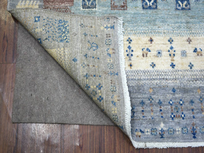 Gabbeh Tribal & Geometric hand-knotted wool rug in Gray, 4' x 5'9" — SKU O070699 (view 2)