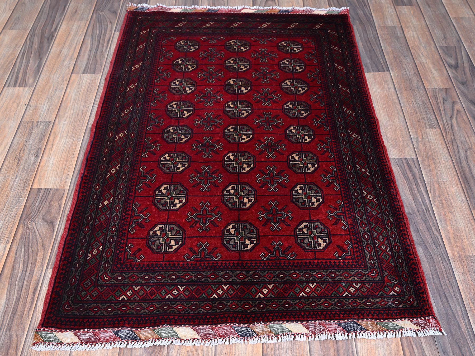 Tribal & Geometric hand-knotted wool rug in Red, 2'9" x 4'1" — SKU O0706 (view 2)