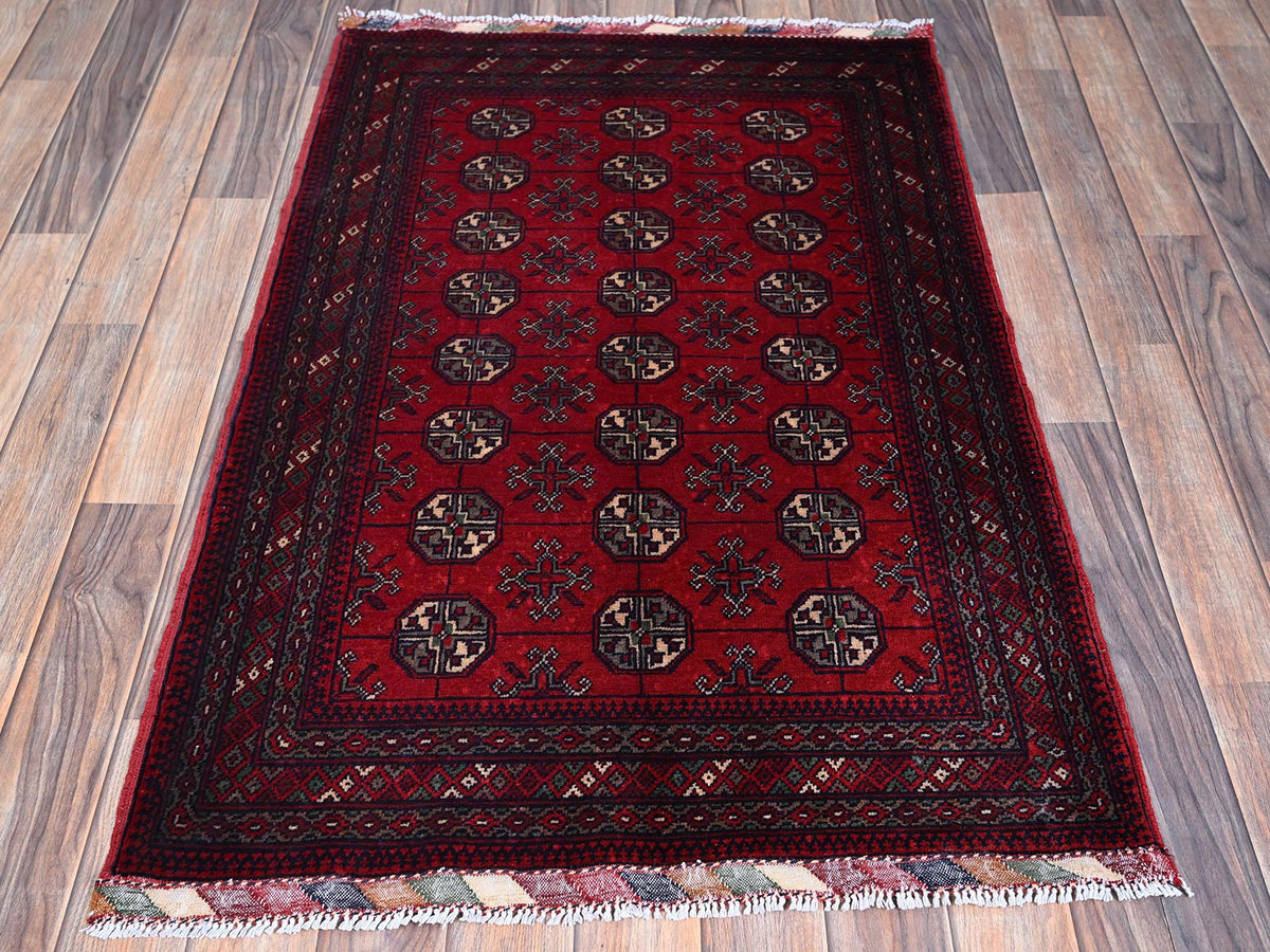 Tribal & Geometric hand-knotted wool rug in Red, 2'9" x 4'1" — SKU O0706 (view 2)
