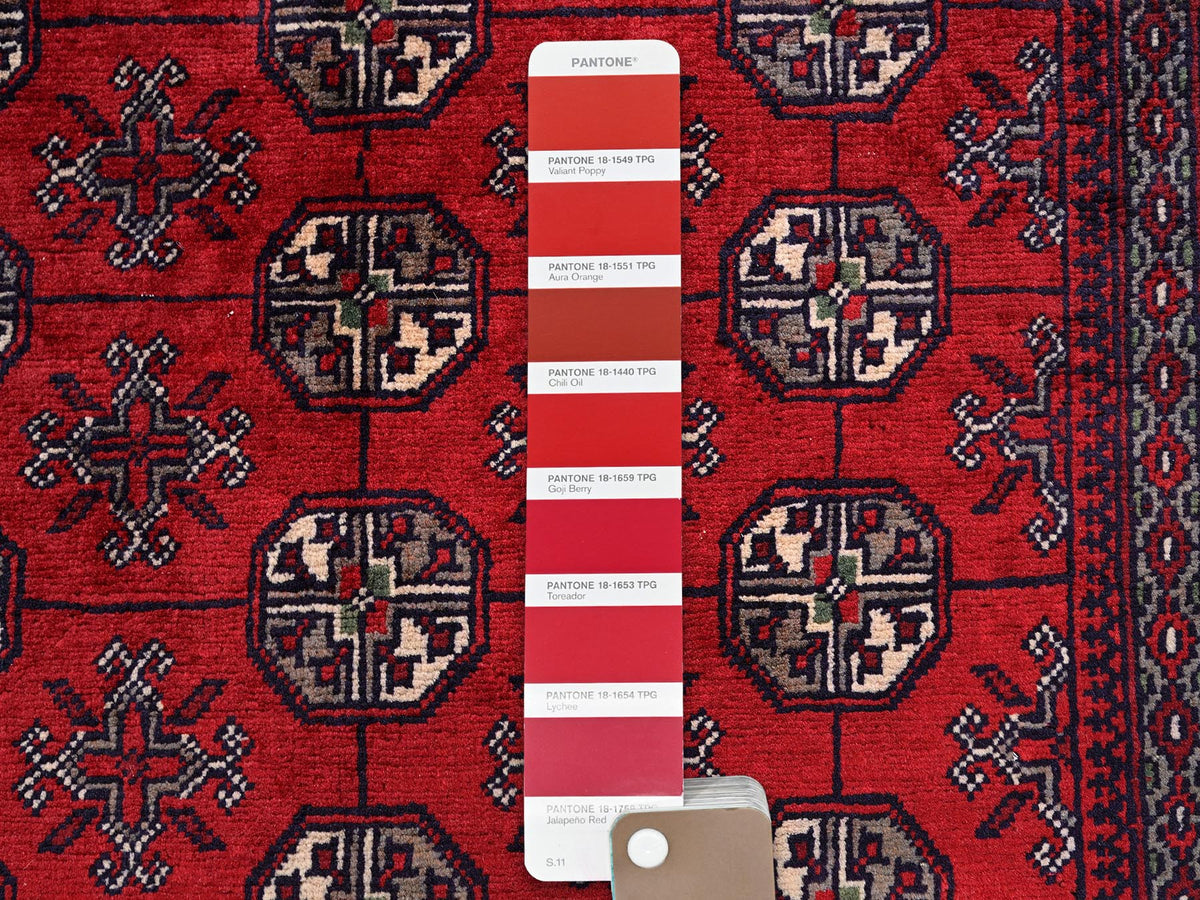 Tribal & Geometric hand-knotted wool rug in Red, 2'9" x 4'1" — SKU O0706 (view 4)