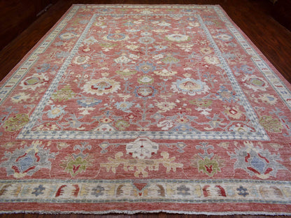 Red 12'0" x 16'0" Oushak / Peshawar Hand knotted Wool Rug - Sku: O070751
