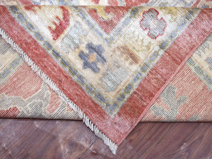 Red 12'0" x 16'0" Oushak / Peshawar Hand knotted Wool Rug - Sku: O070751