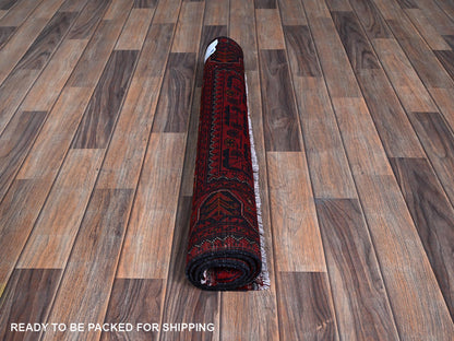 Red 2'9" x 3'10" Tribal Hand knotted Wool Rug - Sku: O0707