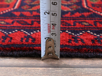 Red 2'9" x 3'10" Tribal Hand knotted Wool Rug - Sku: O0707