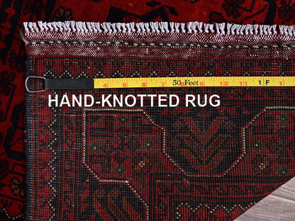 Red 2'9" x 3'10" Tribal Hand knotted Wool Rug - Sku: O0707