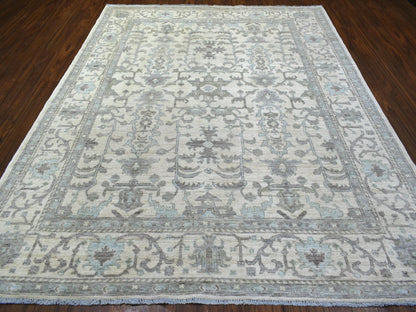 Ivory 8'1" x 10'0" Oushak And Peshawar Hand knotted Wool Rug - Sku: O070860