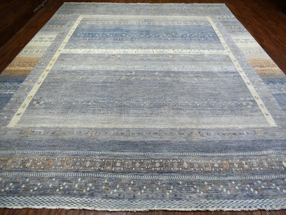 Grey 11'8" x 14'0" Tribal & Geometric Hand knotted Wool Rug - Sku: O070873