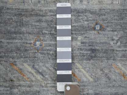 Gabbeh Tribal & Geometric hand-knotted wool rug in Gray, 11'8" x 14' — SKU O070873 (view 7)