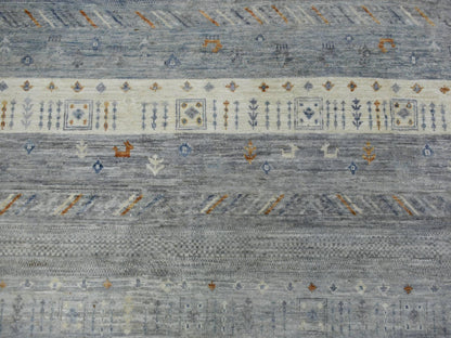 Grey 11'8" x 14'0" Tribal & Geometric Hand knotted Wool Rug - Sku: O070873