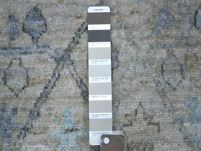 Grey 2'9" x 15'1" Oushak And Peshawar Hand knotted Wool Rug - Sku: O070892