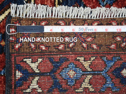 Red 4'1" x 6'0" Tribal Hand knotted Wool Rug - Sku: O070917