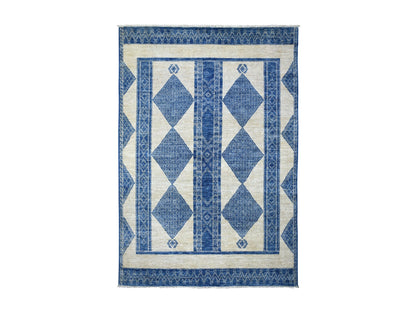 Peshawar Oushak hand-knotted wool rug in Blue, 5'10" x 8'9" — SKU O070934