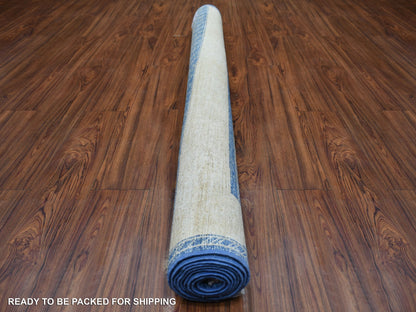 Peshawar Oushak hand-knotted wool rug in Blue, 5'10" x 8'9" — SKU O070934 (view 5)