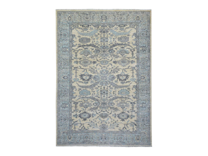 Ivory 6'2" x 8'9" Oushak And Peshawar Hand knotted Wool Rug - Sku: O070943