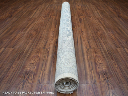 Ivory 6'2" x 8'9" Oushak And Peshawar Hand knotted Wool Rug - Sku: O070943