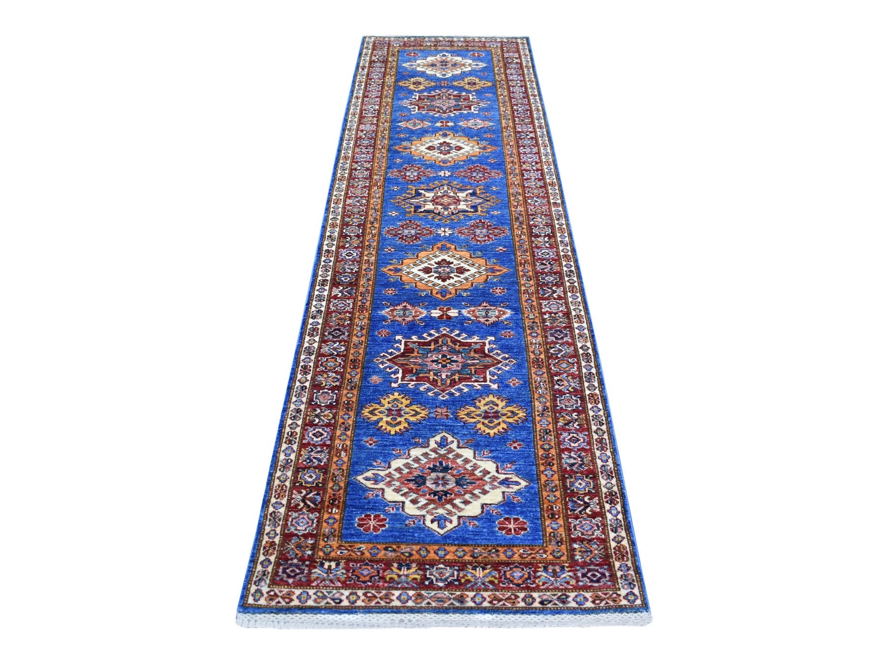 Blue 2'8" x 9'6" Tribal Hand knotted Wool Rug - Sku: O070966
