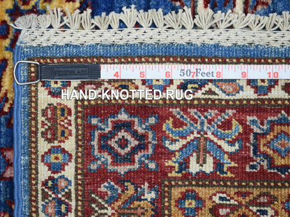 Blue 2'8" x 9'6" Kazak Hand knotted Wool Rug - Sku: O070966