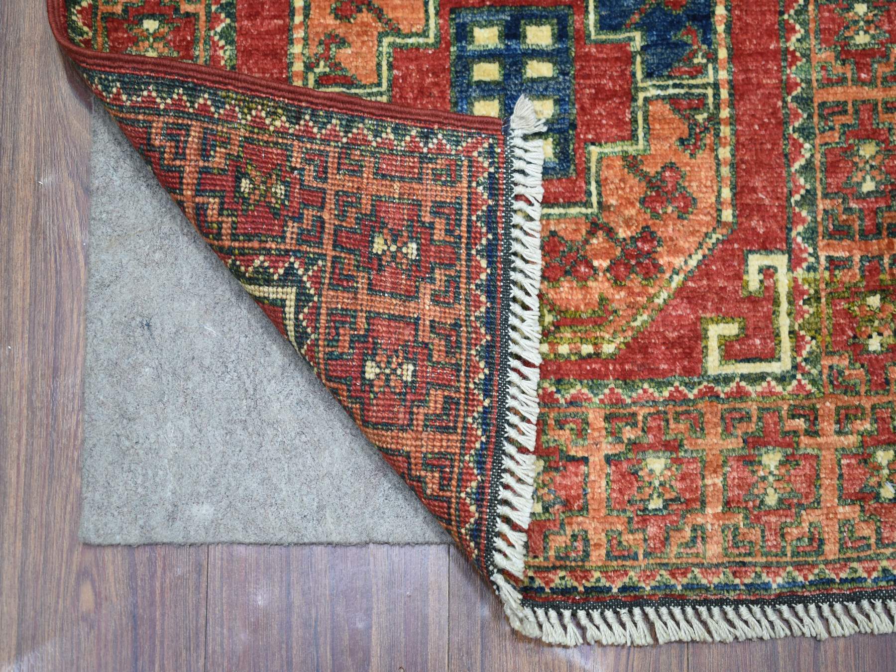 Ersari Tribal & Geometric hand-knotted wool rug in Red & Coral Red, 2' x 2'10" — SKU O070976 (view 2)