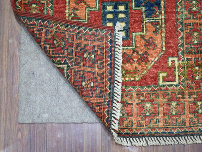 Ersari Tribal & Geometric hand-knotted wool rug in Red & Coral Red, 2' x 2'10" — SKU O070976 (view 2)