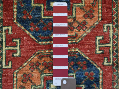 Red 2'0" x 2'10" Tribal Hand knotted Wool Rug - Sku: O070976