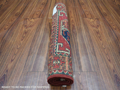 Red 2'0" x 2'10" Tribal Hand knotted Wool Rug - Sku: O070976