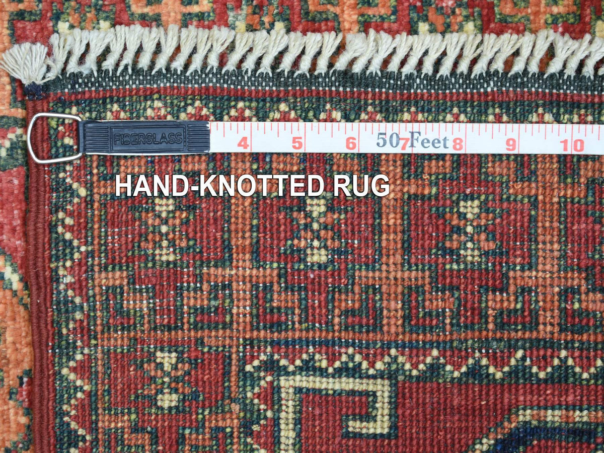 Ersari Tribal & Geometric hand-knotted wool rug in Red & Coral Red, 2' x 2'10" — SKU O070976 (view 6)