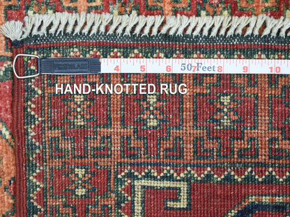 Ersari Tribal & Geometric hand-knotted wool rug in Red & Coral Red, 2' x 2'10" — SKU O070976 (view 6)