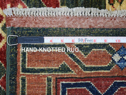 Green 4'0" x 9'8" Tribal Hand knotted Wool Rug - Sku: O070993